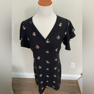Ann Taylor Flutter Sleeve Floral Dress